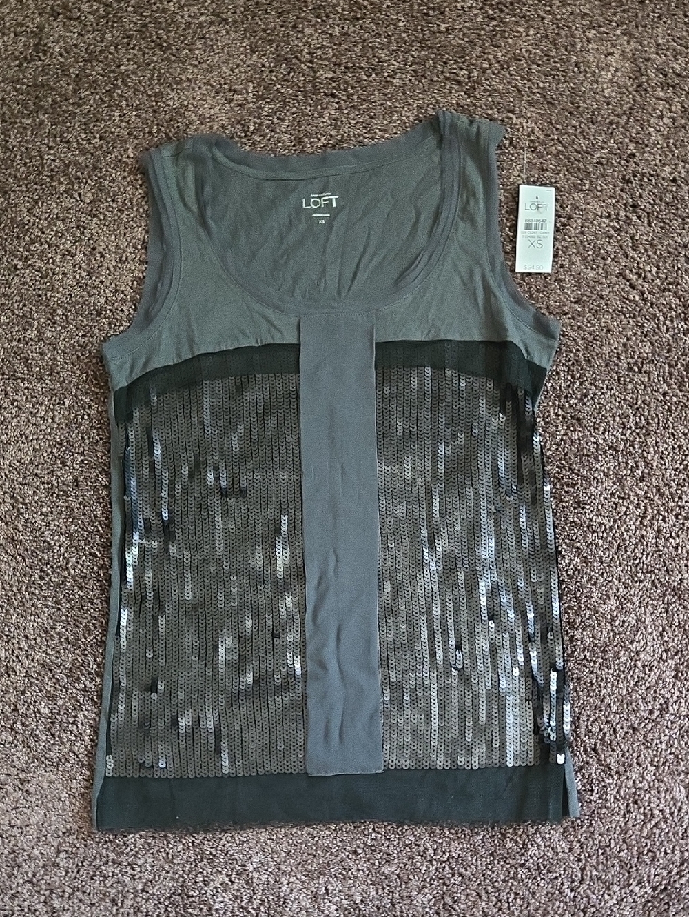 NEW Ann Taylor Loft Gray Black Sequin Tank Top XS